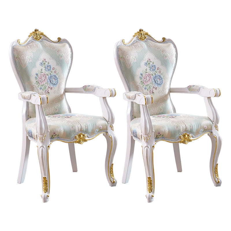 European Style Birch Solid Back Arm Chair Leather Dining Chair with White Legs Light Green 2 Piece Set Clearhalo ' kitchen&dining_furn' 'Dining Chairs' 'Dining Tables & Seating' 'dining_chair' 'furn' 'furn_dining_chair' 'Furniture' 'furniture_dining_chair' 'Kitchen & Dining Furniture' 'kitchen' 3702155