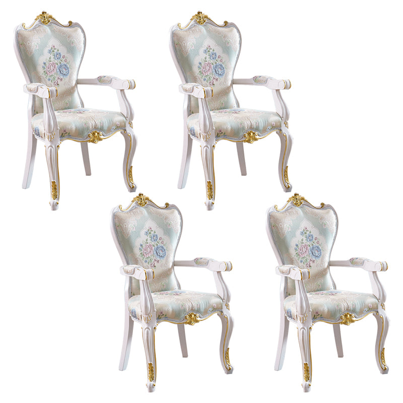 European Style Birch Solid Back Arm Chair Leather Dining Chair with White Legs Light Green 4 Piece Set Clearhalo ' kitchen&dining_furn' 'Dining Chairs' 'Dining Tables & Seating' 'dining_chair' 'furn' 'furn_dining_chair' 'Furniture' 'furniture_dining_chair' 'Kitchen & Dining Furniture' 'kitchen' 3702156