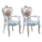 European Style Birch Solid Back Arm Chair Leather Dining Chair with White Legs Lake Blue 2 Piece Set Clearhalo ' kitchen&dining_furn' 'Dining Chairs' 'Dining Tables & Seating' 'dining_chair' 'furn' 'furn_dining_chair' 'Furniture' 'furniture_dining_chair' 'Kitchen & Dining Furniture' 'kitchen' 3702157