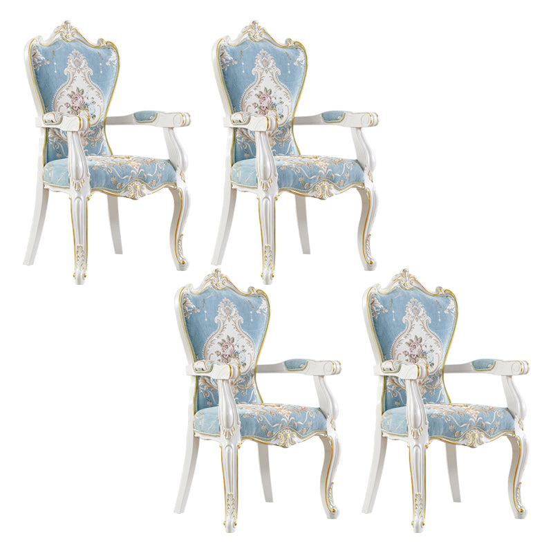 European Style Birch Solid Back Arm Chair Leather Dining Chair with White Legs Sky Blue 4 Piece Set Clearhalo ' kitchen&dining_furn' 'Dining Chairs' 'Dining Tables & Seating' 'dining_chair' 'furn' 'furn_dining_chair' 'Furniture' 'furniture_dining_chair' 'Kitchen & Dining Furniture' 'kitchen' 3702164