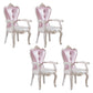 European Style Birch Solid Back Arm Chair Leather Dining Chair with White Legs Rose Bloom 4 Piece Set Clearhalo ' kitchen&dining_furn' 'Dining Chairs' 'Dining Tables & Seating' 'dining_chair' 'furn' 'furn_dining_chair' 'Furniture' 'furniture_dining_chair' 'Kitchen & Dining Furniture' 'kitchen' 3702170