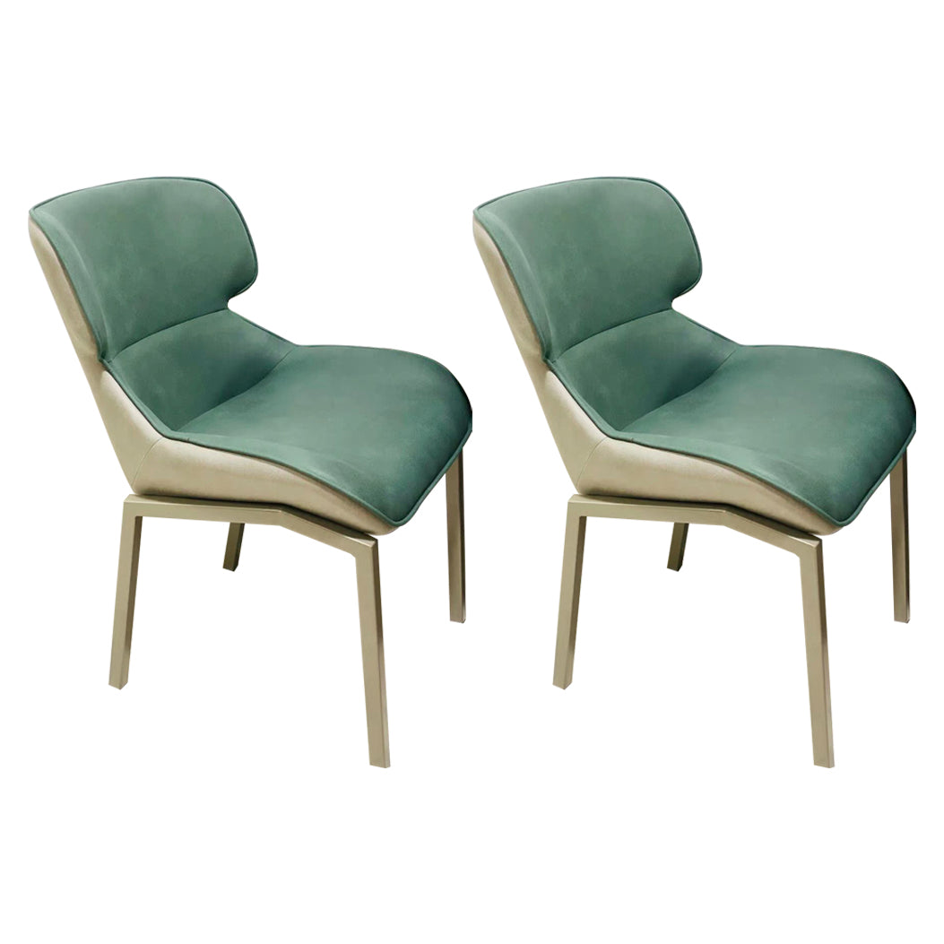 Glam Style Metal Chairs Set Solid Back Side Kitchen Dining Room Chairs Green 2 Piece Set Clearhalo ' kitchen&dining_furn' 'Dining Chairs' 'Dining Tables & Seating' 'dining_chair' 'furn' 'furn_dining_chair' 'Furniture' 'furniture_dining_chair' 'Kitchen & Dining Furniture' 'kitchen' 3702175