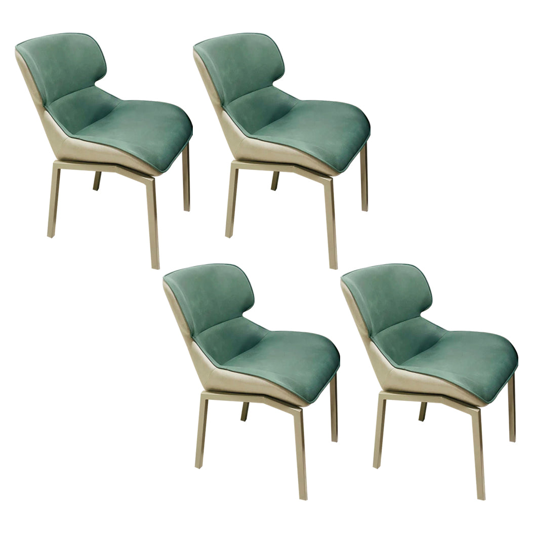 Glam Style Metal Chairs Set Solid Back Side Kitchen Dining Room Chairs Green 4 Piece Set Clearhalo ' kitchen&dining_furn' 'Dining Chairs' 'Dining Tables & Seating' 'dining_chair' 'furn' 'furn_dining_chair' 'Furniture' 'furniture_dining_chair' 'Kitchen & Dining Furniture' 'kitchen' 3702177