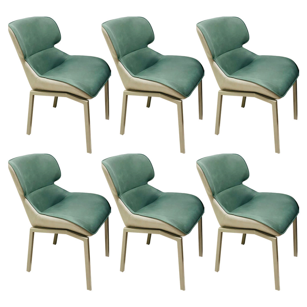 Glam Style Metal Chairs Set Solid Back Side Kitchen Dining Room Chairs Green 6 Piece Set Clearhalo ' kitchen&dining_furn' 'Dining Chairs' 'Dining Tables & Seating' 'dining_chair' 'furn' 'furn_dining_chair' 'Furniture' 'furniture_dining_chair' 'Kitchen & Dining Furniture' 'kitchen' 3702178