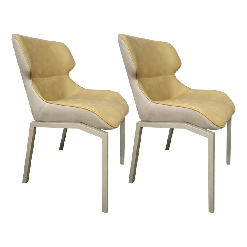 Glam Style Metal Chairs Set Solid Back Side Kitchen Dining Room Chairs Yellow 2 Piece Set Clearhalo ' kitchen&dining_furn' 'Dining Chairs' 'Dining Tables & Seating' 'dining_chair' 'furn' 'furn_dining_chair' 'Furniture' 'furniture_dining_chair' 'Kitchen & Dining Furniture' 'kitchen' 3702180