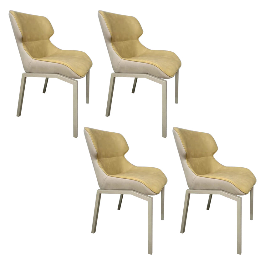 Glam Style Metal Chairs Set Solid Back Side Kitchen Dining Room Chairs Yellow 4 Piece Set Clearhalo ' kitchen&dining_furn' 'Dining Chairs' 'Dining Tables & Seating' 'dining_chair' 'furn' 'furn_dining_chair' 'Furniture' 'furniture_dining_chair' 'Kitchen & Dining Furniture' 'kitchen' 3702182