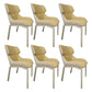 Glam Style Metal Chairs Set Solid Back Side Kitchen Dining Room Chairs Yellow 6 Piece Set Clearhalo ' kitchen&dining_furn' 'Dining Chairs' 'Dining Tables & Seating' 'dining_chair' 'furn' 'furn_dining_chair' 'Furniture' 'furniture_dining_chair' 'Kitchen & Dining Furniture' 'kitchen' 3702184