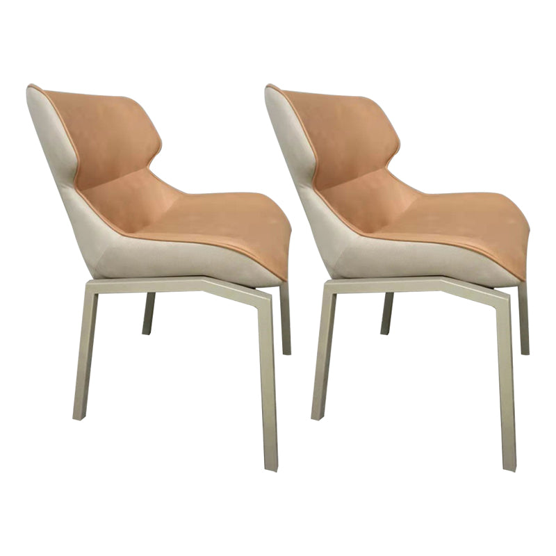 Glam Style Metal Chairs Set Solid Back Side Kitchen Dining Room Chairs Orange 2 Piece Set Clearhalo ' kitchen&dining_furn' 'Dining Chairs' 'Dining Tables & Seating' 'dining_chair' 'furn' 'furn_dining_chair' 'Furniture' 'furniture_dining_chair' 'Kitchen & Dining Furniture' 'kitchen' 3702187