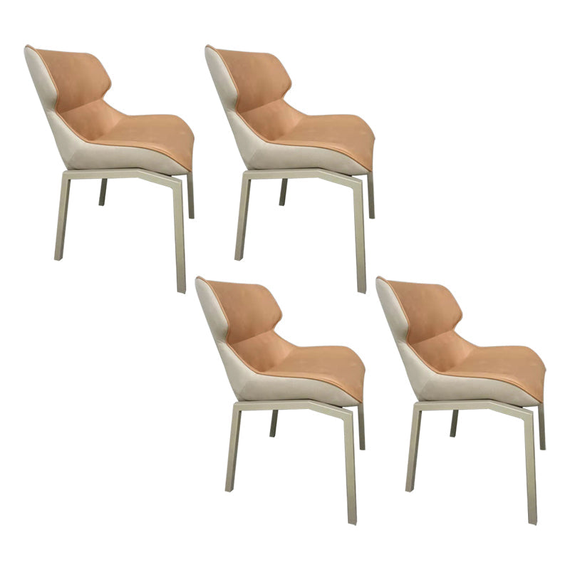 Glam Style Metal Chairs Set Solid Back Side Kitchen Dining Room Chairs Orange 4 Piece Set Clearhalo ' kitchen&dining_furn' 'Dining Chairs' 'Dining Tables & Seating' 'dining_chair' 'furn' 'furn_dining_chair' 'Furniture' 'furniture_dining_chair' 'Kitchen & Dining Furniture' 'kitchen' 3702189