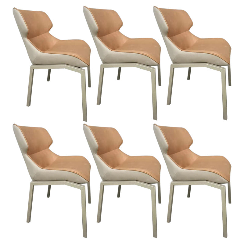 Glam Style Metal Chairs Set Solid Back Side Kitchen Dining Room Chairs Orange 6 Piece Set Clearhalo ' kitchen&dining_furn' 'Dining Chairs' 'Dining Tables & Seating' 'dining_chair' 'furn' 'furn_dining_chair' 'Furniture' 'furniture_dining_chair' 'Kitchen & Dining Furniture' 'kitchen' 3702191