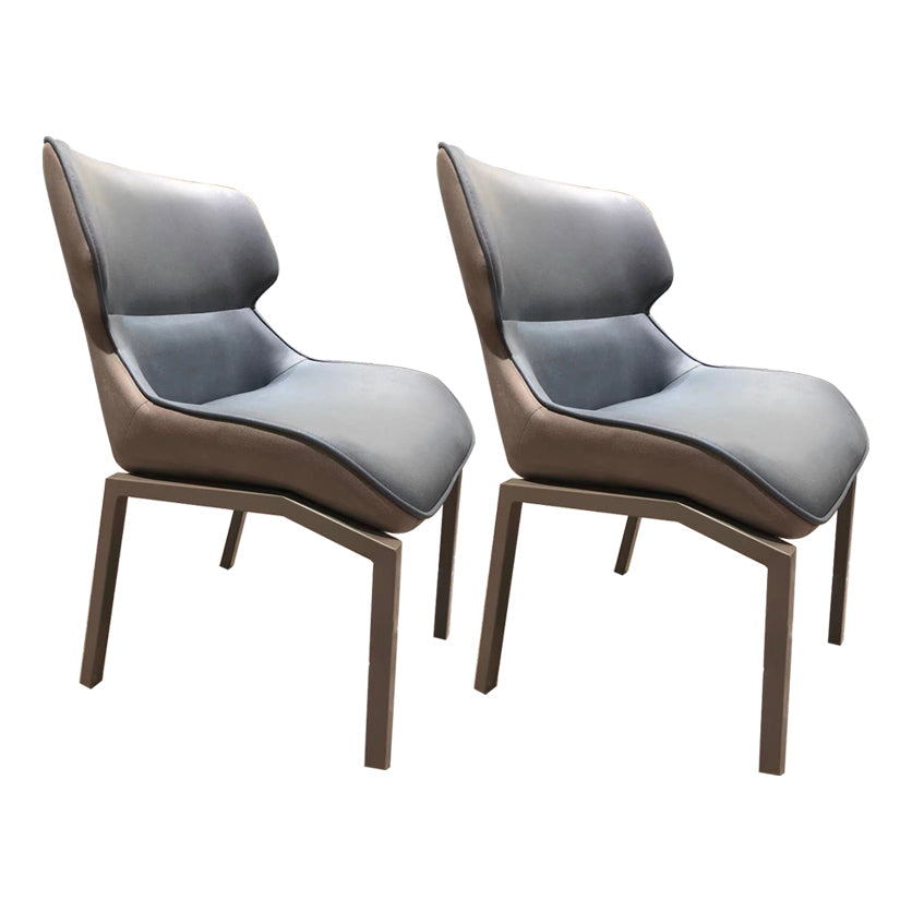 Glam Style Metal Chairs Set Solid Back Side Kitchen Dining Room Chairs Blue 2 Piece Set Clearhalo ' kitchen&dining_furn' 'Dining Chairs' 'Dining Tables & Seating' 'dining_chair' 'furn' 'furn_dining_chair' 'Furniture' 'furniture_dining_chair' 'Kitchen & Dining Furniture' 'kitchen' 3702192