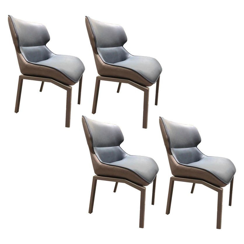 Glam Style Metal Chairs Set Solid Back Side Kitchen Dining Room Chairs Blue 4 Piece Set Clearhalo ' kitchen&dining_furn' 'Dining Chairs' 'Dining Tables & Seating' 'dining_chair' 'furn' 'furn_dining_chair' 'Furniture' 'furniture_dining_chair' 'Kitchen & Dining Furniture' 'kitchen' 3702193