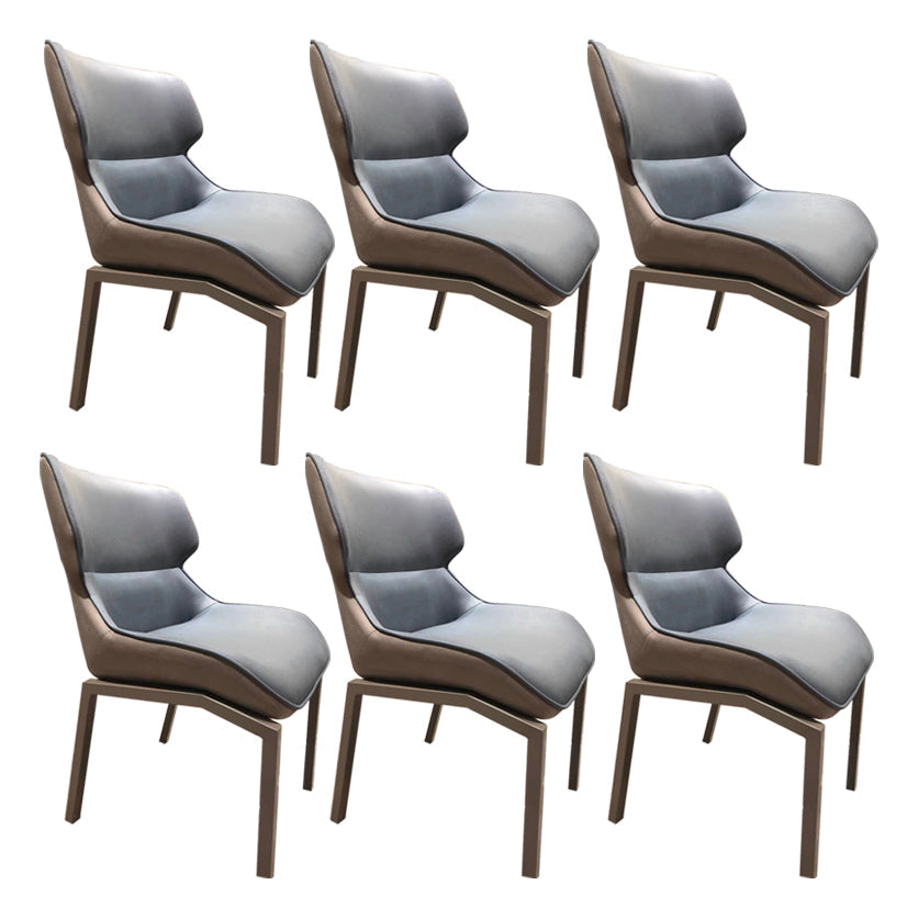 Glam Style Metal Chairs Set Solid Back Side Kitchen Dining Room Chairs Blue 6 Piece Set Clearhalo ' kitchen&dining_furn' 'Dining Chairs' 'Dining Tables & Seating' 'dining_chair' 'furn' 'furn_dining_chair' 'Furniture' 'furniture_dining_chair' 'Kitchen & Dining Furniture' 'kitchen' 3702194