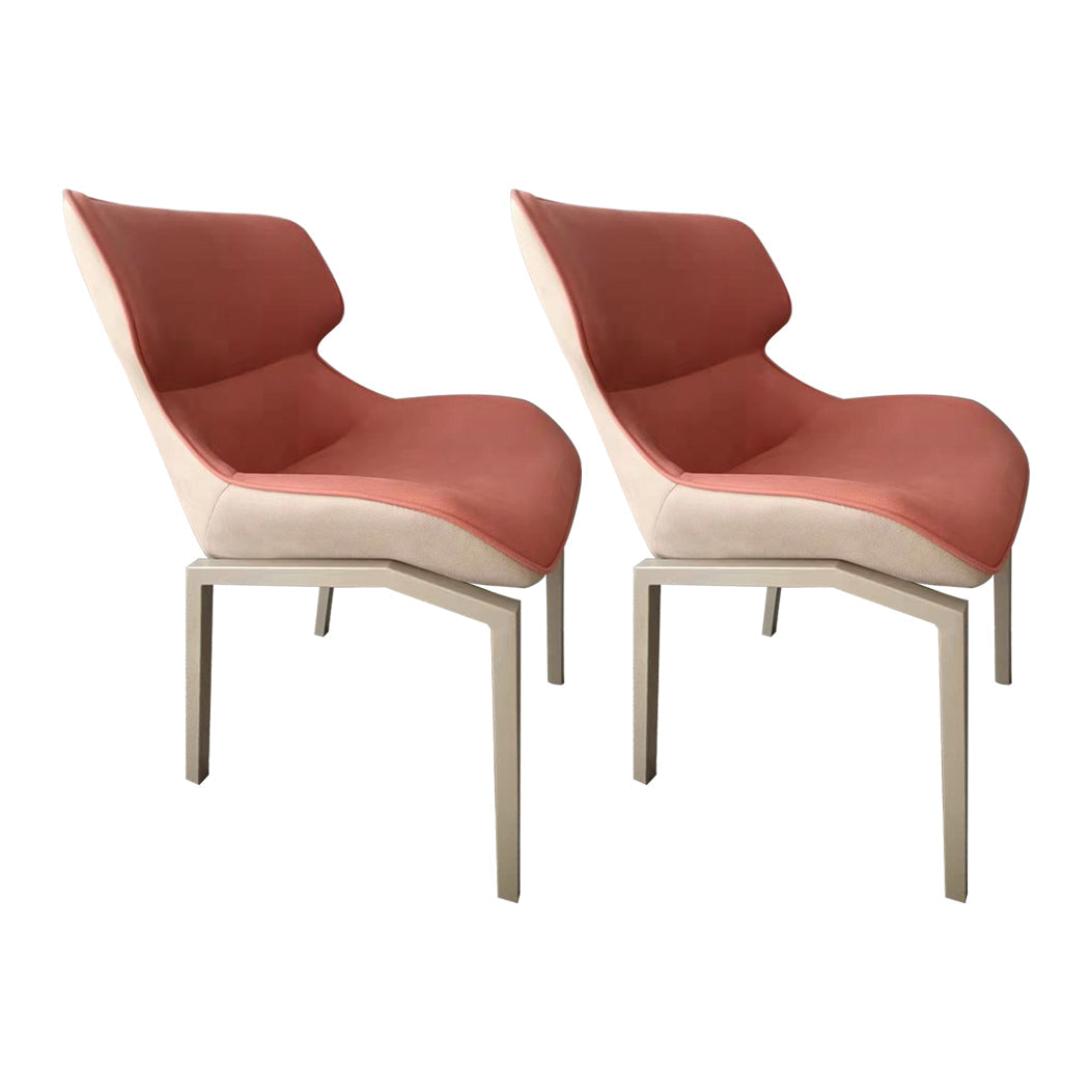 Glam Style Metal Chairs Set Solid Back Side Kitchen Dining Room Chairs Red 2 Piece Set Clearhalo ' kitchen&dining_furn' 'Dining Chairs' 'Dining Tables & Seating' 'dining_chair' 'furn' 'furn_dining_chair' 'Furniture' 'furniture_dining_chair' 'Kitchen & Dining Furniture' 'kitchen' 3702195