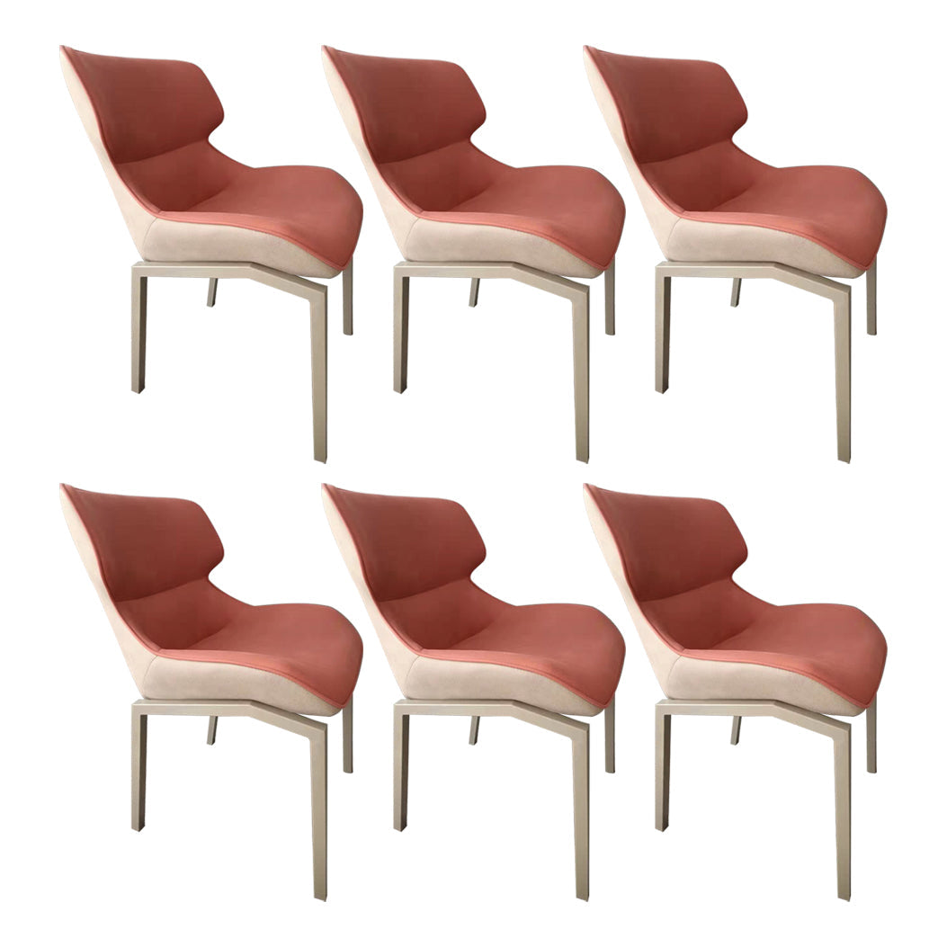 Glam Style Metal Chairs Set Solid Back Side Kitchen Dining Room Chairs Red 6 Piece Set Clearhalo ' kitchen&dining_furn' 'Dining Chairs' 'Dining Tables & Seating' 'dining_chair' 'furn' 'furn_dining_chair' 'Furniture' 'furniture_dining_chair' 'Kitchen & Dining Furniture' 'kitchen' 3702197