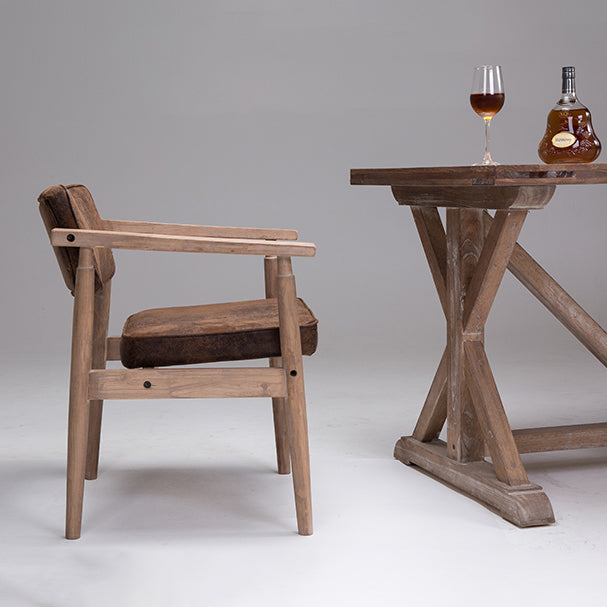 Country Style Dining Arm Chairs Open Back Leather Upholstered Armchair Clearhalo ' kitchen&dining_furn' 'Dining Chairs' 'Dining Tables & Seating' 'dining_chair' 'furn' 'furn_dining_chair' 'Furniture' 'furniture_dining_chair' 'Kitchen & Dining Furniture' 'kitchen' 3702201