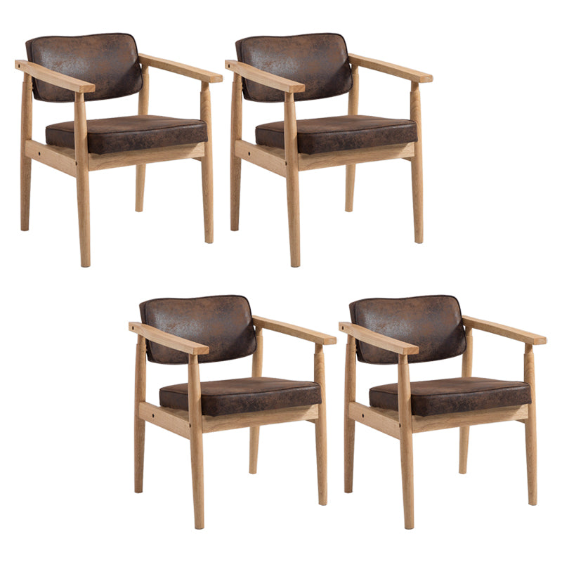 Country Style Dining Arm Chairs Open Back Leather Upholstered Armchair Dark Brown 4 Piece Set Natural Wood Clearhalo ' kitchen&dining_furn' 'Dining Chairs' 'Dining Tables & Seating' 'dining_chair' 'furn' 'furn_dining_chair' 'Furniture' 'furniture_dining_chair' 'Kitchen & Dining Furniture' 'kitchen' 3702206