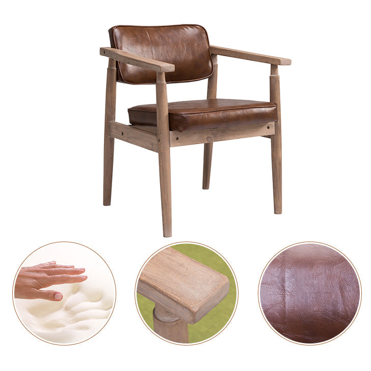 Country Style Dining Arm Chairs Open Back Leather Upholstered Armchair Clearhalo ' kitchen&dining_furn' 'Dining Chairs' 'Dining Tables & Seating' 'dining_chair' 'furn' 'furn_dining_chair' 'Furniture' 'furniture_dining_chair' 'Kitchen & Dining Furniture' 'kitchen' 3702207