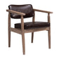 Country Style Dining Arm Chairs Open Back Leather Upholstered Armchair Dark Coffee 1 Piece Walnut Clearhalo ' kitchen&dining_furn' 'Dining Chairs' 'Dining Tables & Seating' 'dining_chair' 'furn' 'furn_dining_chair' 'Furniture' 'furniture_dining_chair' 'Kitchen & Dining Furniture' 'kitchen' 3702213