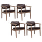 Country Style Dining Arm Chairs Open Back Leather Upholstered Armchair Dark Coffee 4 Piece Set Walnut Clearhalo ' kitchen&dining_furn' 'Dining Chairs' 'Dining Tables & Seating' 'dining_chair' 'furn' 'furn_dining_chair' 'Furniture' 'furniture_dining_chair' 'Kitchen & Dining Furniture' 'kitchen' 3702215