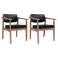 Country Style Dining Arm Chairs Open Back Leather Upholstered Armchair Black 2 Piece Set Walnut Clearhalo ' kitchen&dining_furn' 'Dining Chairs' 'Dining Tables & Seating' 'dining_chair' 'furn' 'furn_dining_chair' 'Furniture' 'furniture_dining_chair' 'Kitchen & Dining Furniture' 'kitchen' 3702220