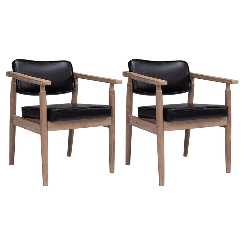 Country Style Dining Arm Chairs Open Back Leather Upholstered Armchair Black 2 Piece Set Walnut Clearhalo ' kitchen&dining_furn' 'Dining Chairs' 'Dining Tables & Seating' 'dining_chair' 'furn' 'furn_dining_chair' 'Furniture' 'furniture_dining_chair' 'Kitchen & Dining Furniture' 'kitchen' 3702220
