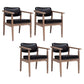 Country Style Dining Arm Chairs Open Back Leather Upholstered Armchair Black 4 Piece Set Walnut Clearhalo ' kitchen&dining_furn' 'Dining Chairs' 'Dining Tables & Seating' 'dining_chair' 'furn' 'furn_dining_chair' 'Furniture' 'furniture_dining_chair' 'Kitchen & Dining Furniture' 'kitchen' 3702221