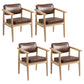 Country Style Dining Arm Chairs Open Back Leather Upholstered Armchair Light Brown 4 Piece Set Natural Wood Clearhalo ' kitchen&dining_furn' 'Dining Chairs' 'Dining Tables & Seating' 'dining_chair' 'furn' 'furn_dining_chair' 'Furniture' 'furniture_dining_chair' 'Kitchen & Dining Furniture' 'kitchen' 3702224