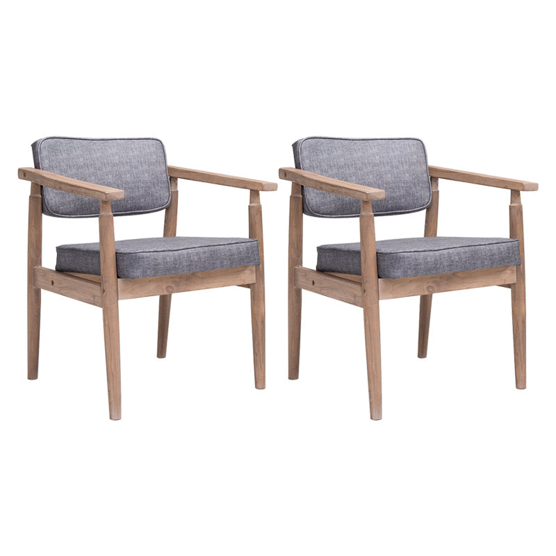 Country Style Dining Arm Chairs Open Back Leather Upholstered Armchair Light Gray 2 Piece Set Walnut Clearhalo ' kitchen&dining_furn' 'Dining Chairs' 'Dining Tables & Seating' 'dining_chair' 'furn' 'furn_dining_chair' 'Furniture' 'furniture_dining_chair' 'Kitchen & Dining Furniture' 'kitchen' 3702226