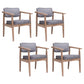 Country Style Dining Arm Chairs Open Back Leather Upholstered Armchair Light Gray 4 Piece Set Walnut Clearhalo ' kitchen&dining_furn' 'Dining Chairs' 'Dining Tables & Seating' 'dining_chair' 'furn' 'furn_dining_chair' 'Furniture' 'furniture_dining_chair' 'Kitchen & Dining Furniture' 'kitchen' 3702227