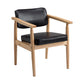 Country Style Dining Arm Chairs Open Back Leather Upholstered Armchair Black 1 Piece Natural Wood Clearhalo ' kitchen&dining_furn' 'Dining Chairs' 'Dining Tables & Seating' 'dining_chair' 'furn' 'furn_dining_chair' 'Furniture' 'furniture_dining_chair' 'Kitchen & Dining Furniture' 'kitchen' 3702230