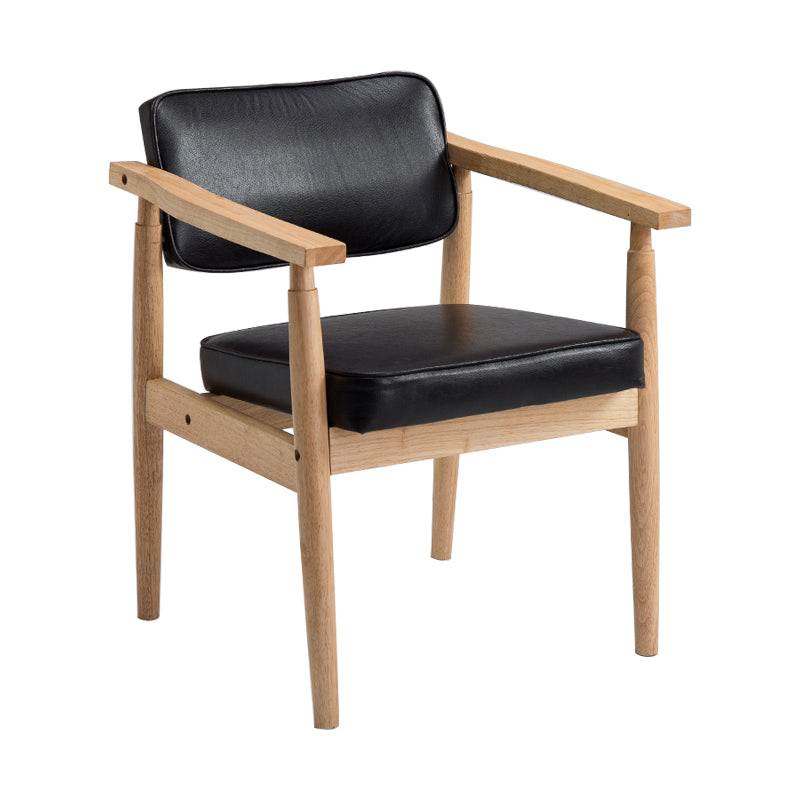 Country Style Dining Arm Chairs Open Back Leather Upholstered Armchair Black 1 Piece Natural Wood Clearhalo ' kitchen&dining_furn' 'Dining Chairs' 'Dining Tables & Seating' 'dining_chair' 'furn' 'furn_dining_chair' 'Furniture' 'furniture_dining_chair' 'Kitchen & Dining Furniture' 'kitchen' 3702230