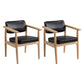 Country Style Dining Arm Chairs Open Back Leather Upholstered Armchair Black 2 Piece Set Natural Wood Clearhalo ' kitchen&dining_furn' 'Dining Chairs' 'Dining Tables & Seating' 'dining_chair' 'furn' 'furn_dining_chair' 'Furniture' 'furniture_dining_chair' 'Kitchen & Dining Furniture' 'kitchen' 3702231