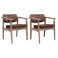 Country Style Dining Arm Chairs Open Back Leather Upholstered Armchair Dark Brown 2 Piece Set Walnut Clearhalo ' kitchen&dining_furn' 'Dining Chairs' 'Dining Tables & Seating' 'dining_chair' 'furn' 'furn_dining_chair' 'Furniture' 'furniture_dining_chair' 'Kitchen & Dining Furniture' 'kitchen' 3702233
