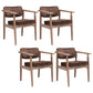 Country Style Dining Arm Chairs Open Back Leather Upholstered Armchair Dark Brown 4 Piece Set Walnut Clearhalo ' kitchen&dining_furn' 'Dining Chairs' 'Dining Tables & Seating' 'dining_chair' 'furn' 'furn_dining_chair' 'Furniture' 'furniture_dining_chair' 'Kitchen & Dining Furniture' 'kitchen' 3702234