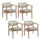 Country Style Dining Arm Chairs Open Back Leather Upholstered Armchair Off-White 4 Piece Set Natural Wood Clearhalo ' kitchen&dining_furn' 'Dining Chairs' 'Dining Tables & Seating' 'dining_chair' 'furn' 'furn_dining_chair' 'Furniture' 'furniture_dining_chair' 'Kitchen & Dining Furniture' 'kitchen' 3702240