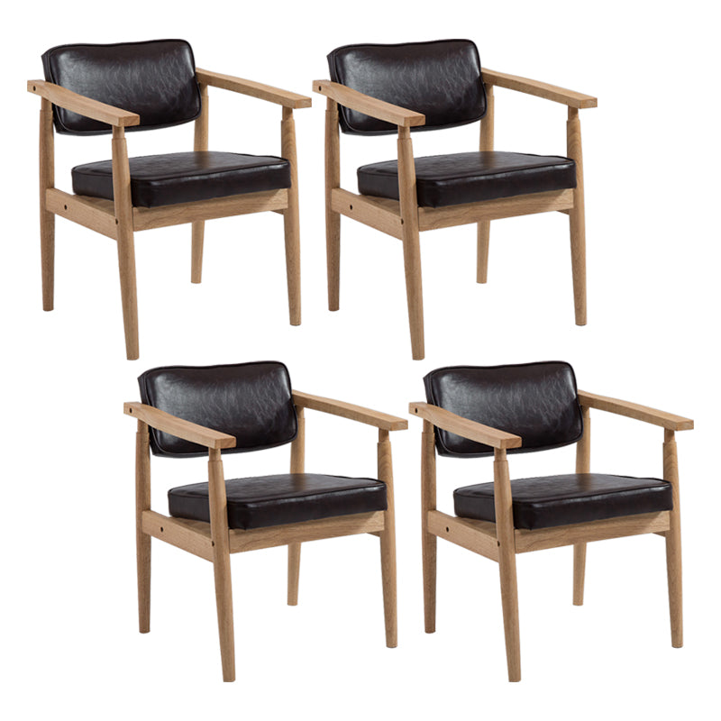Country Style Dining Arm Chairs Open Back Leather Upholstered Armchair Dark Coffee 4 Piece Set Natural Wood Clearhalo ' kitchen&dining_furn' 'Dining Chairs' 'Dining Tables & Seating' 'dining_chair' 'furn' 'furn_dining_chair' 'Furniture' 'furniture_dining_chair' 'Kitchen & Dining Furniture' 'kitchen' 3702243