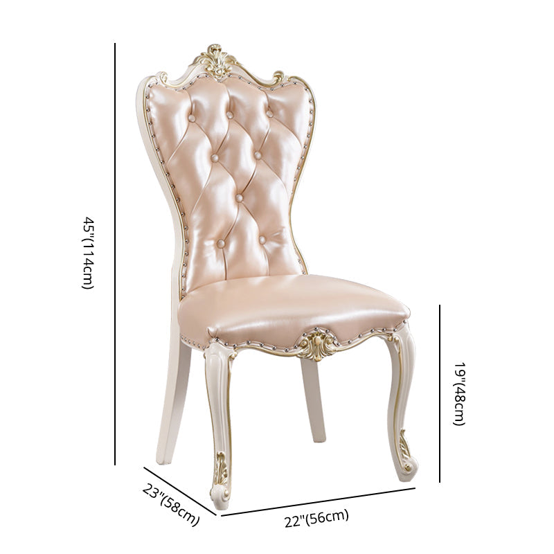 European Style Birch Parsons Side Chair Light Color Leather Dining Chair with White Legs Clearhalo ' kitchen&dining_furn' 'Dining Chairs' 'Dining Tables & Seating' 'dining_chair' 'furn' 'furn_dining_chair' 'Furniture' 'furniture_dining_chair' 'Kitchen & Dining Furniture' 'kitchen' 3702257