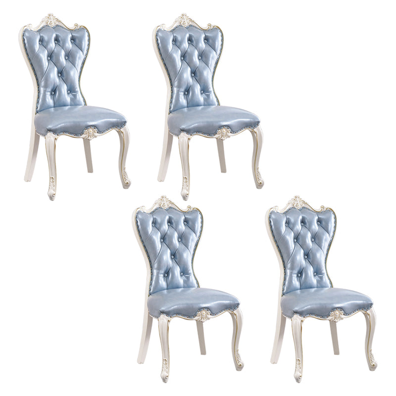 European Style Birch Parsons Side Chair Light Color Leather Dining Chair with White Legs Grey 4 Piece Set Clearhalo ' kitchen&dining_furn' 'Dining Chairs' 'Dining Tables & Seating' 'dining_chair' 'furn' 'furn_dining_chair' 'Furniture' 'furniture_dining_chair' 'Kitchen & Dining Furniture' 'kitchen' 3702264