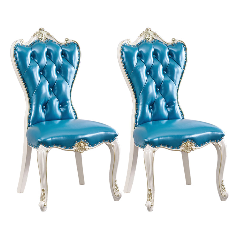 European Style Birch Parsons Side Chair Light Color Leather Dining Chair with White Legs Blue 2 Piece Set Clearhalo ' kitchen&dining_furn' 'Dining Chairs' 'Dining Tables & Seating' 'dining_chair' 'furn' 'furn_dining_chair' 'Furniture' 'furniture_dining_chair' 'Kitchen & Dining Furniture' 'kitchen' 3702266