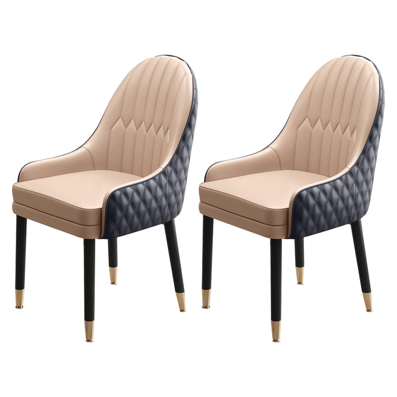 Scandinavian Style Wood Dining Chairs Dining Room Parsons Cushioned Chair with Arm Khaki-Black 2 Piece Set Clearhalo ' kitchen&dining_furn' 'Dining Chairs' 'Dining Tables & Seating' 'dining_chair' 'furn' 'furn_dining_chair' 'Furniture' 'furniture_dining_chair' 'Kitchen & Dining Furniture' 'kitchen' 3702277