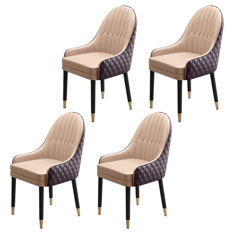 Scandinavian Style Wood Dining Chairs Dining Room Parsons Cushioned Chair with Arm Brown-Khaki 4 Piece Set Clearhalo ' kitchen&dining_furn' 'Dining Chairs' 'Dining Tables & Seating' 'dining_chair' 'furn' 'furn_dining_chair' 'Furniture' 'furniture_dining_chair' 'Kitchen & Dining Furniture' 'kitchen' 3702296