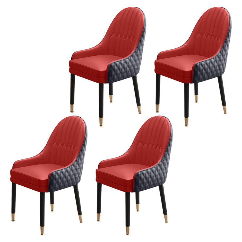 Scandinavian Style Wood Dining Chairs Dining Room Parsons Cushioned Chair with Arm Red-Black 4 Piece Set Clearhalo ' kitchen&dining_furn' 'Dining Chairs' 'Dining Tables & Seating' 'dining_chair' 'furn' 'furn_dining_chair' 'Furniture' 'furniture_dining_chair' 'Kitchen & Dining Furniture' 'kitchen' 3702308