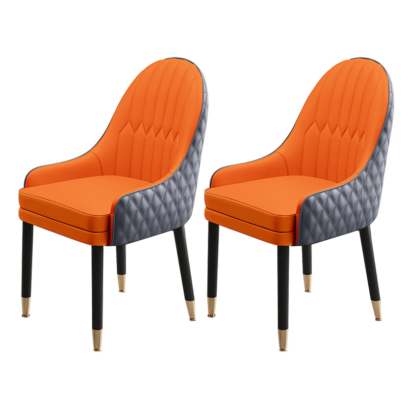 Scandinavian Style Wood Dining Chairs Dining Room Parsons Cushioned Chair with Arm Orange-Gray 2 Piece Set Clearhalo ' kitchen&dining_furn' 'Dining Chairs' 'Dining Tables & Seating' 'dining_chair' 'furn' 'furn_dining_chair' 'Furniture' 'furniture_dining_chair' 'Kitchen & Dining Furniture' 'kitchen' 3702319
