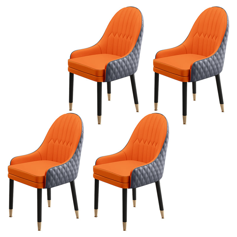 Scandinavian Style Wood Dining Chairs Dining Room Parsons Cushioned Chair with Arm Orange-Gray 4 Piece Set Clearhalo ' kitchen&dining_furn' 'Dining Chairs' 'Dining Tables & Seating' 'dining_chair' 'furn' 'furn_dining_chair' 'Furniture' 'furniture_dining_chair' 'Kitchen & Dining Furniture' 'kitchen' 3702320