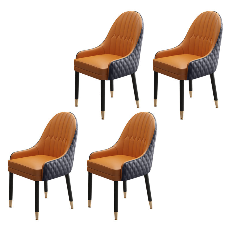 Scandinavian Style Wood Dining Chairs Dining Room Parsons Cushioned Chair with Arm Yellow Black 4 Piece Set Clearhalo ' kitchen&dining_furn' 'Dining Chairs' 'Dining Tables & Seating' 'dining_chair' 'furn' 'furn_dining_chair' 'Furniture' 'furniture_dining_chair' 'Kitchen & Dining Furniture' 'kitchen' 3702329