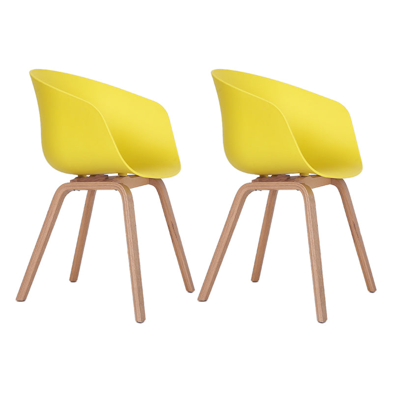 Glam Simple Design Plastic Dining Armless Chair Solid Back Dining Side Chairs Yellow Set of 2 Clearhalo ' kitchen&dining_furn' 'Dining Chairs' 'Dining Tables & Seating' 'dining_chair' 'Furniture' 'furniture_dining_chair' 'Kitchen & Dining Furniture' 'kitchen' 3702332