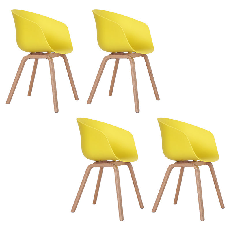 Glam Simple Design Plastic Dining Armless Chair Solid Back Dining Side Chairs Yellow Set of 4 Clearhalo ' kitchen&dining_furn' 'Dining Chairs' 'Dining Tables & Seating' 'dining_chair' 'Furniture' 'furniture_dining_chair' 'Kitchen & Dining Furniture' 'kitchen' 3702334