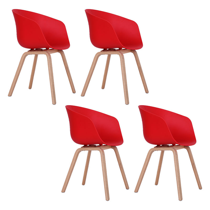Glam Simple Design Plastic Dining Armless Chair Solid Back Dining Side Chairs Red Set of 4 Clearhalo ' kitchen&dining_furn' 'Dining Chairs' 'Dining Tables & Seating' 'dining_chair' 'Furniture' 'furniture_dining_chair' 'Kitchen & Dining Furniture' 'kitchen' 3702349