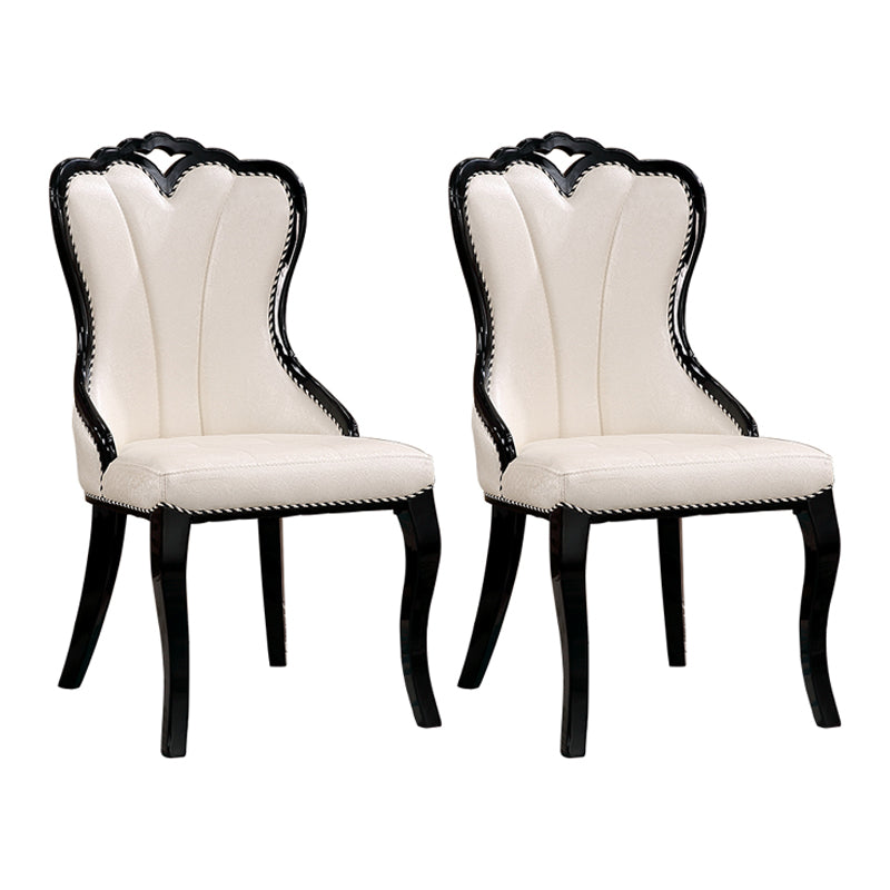 Scandinavian Style Upholstered Armless Side Chair Solid Back Dining Chairs for Home Use White 2 Piece Set Clearhalo ' kitchen&dining_furn' 'Dining Chairs' 'Dining Tables & Seating' 'dining_chair' 'furn' 'furn_dining_chair' 'Furniture' 'furniture_dining_chair' 'Kitchen & Dining Furniture' 'kitchen' 3702357